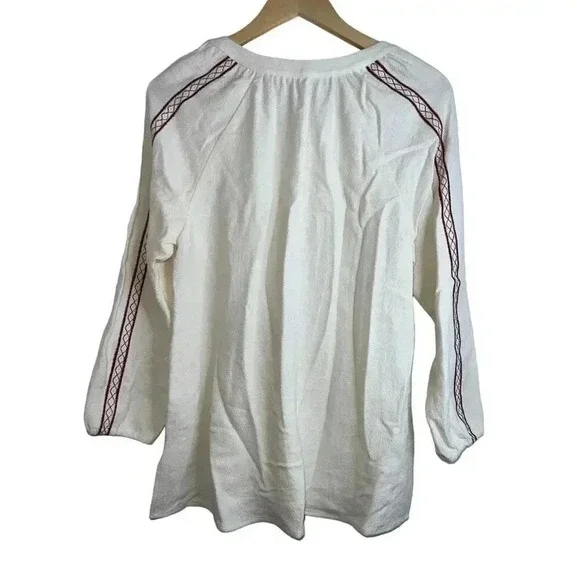Soft Surroundings size Small linen pullover embroidered tunic top blouse mirage - Picture 7 of 7